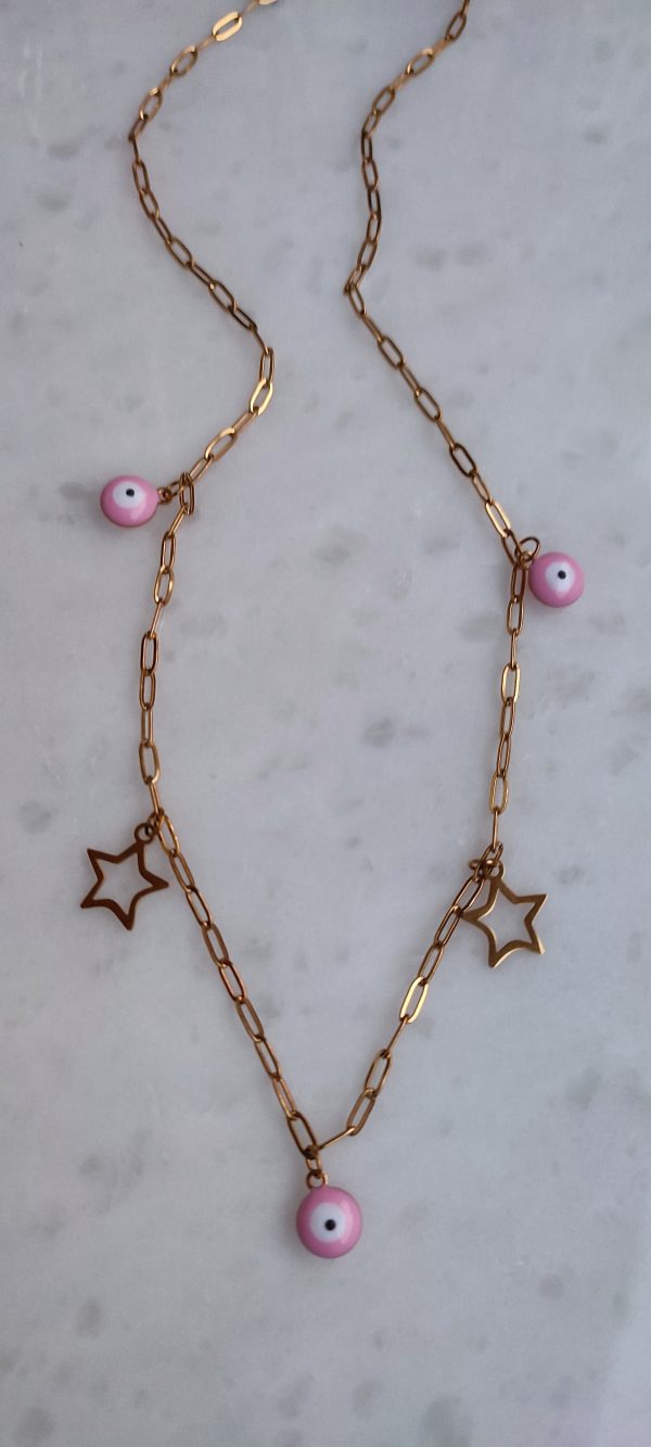 Pink eye necklace