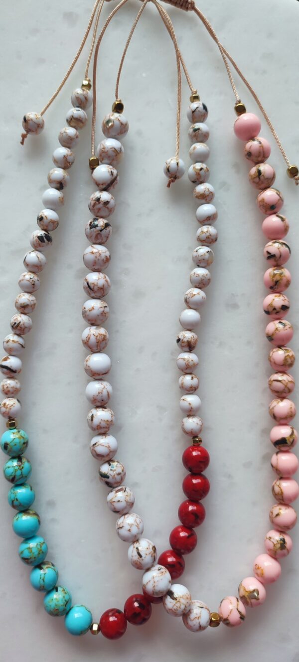 Pink-white nephrite necklace - Image 2